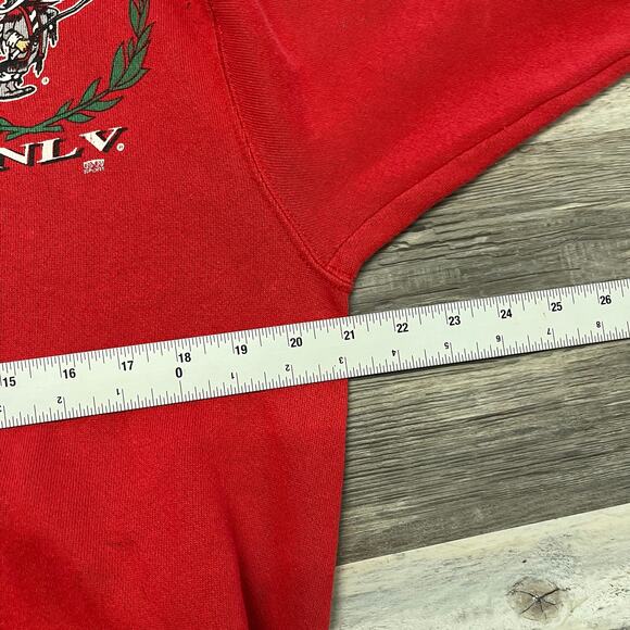 Vintage University of Las Vegas UNLV Rebels Red Mens L Collegiate Hoodie 90s - Picture 3 of 8